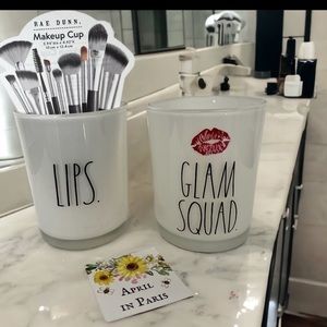 Rae Dunn Frosted Glass Makeup Holders | Lips | Glam Squad | Set of 2